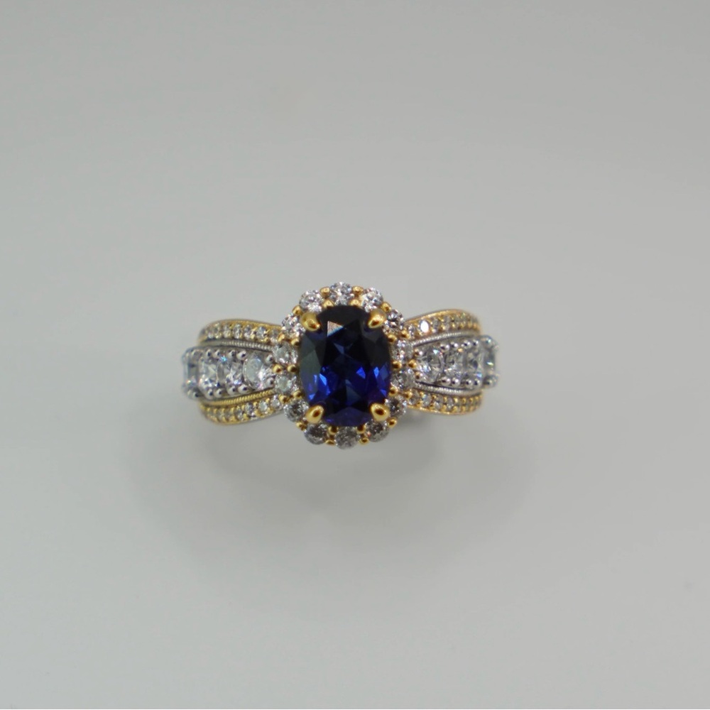 New 1.5 Carat Sapphire Oval Halo Ring